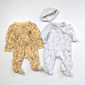 Carters Little Me Sleepers Pajamas Baby Girls Size Newborn Floral Bundle